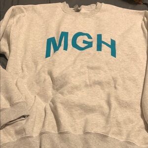 Gildan Gray Crew Neck Sweater with Blue Letters